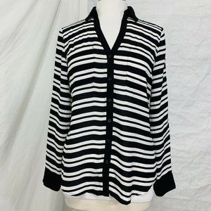 Express Portofino Women’s Small Top Tunic Black White Striped #YY